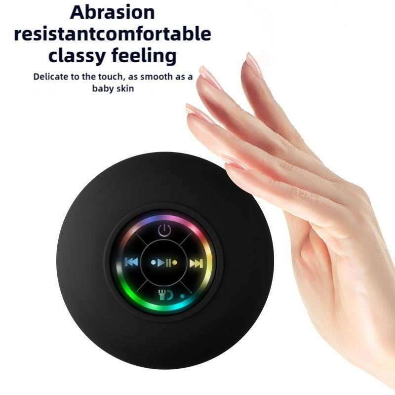 Waterproof Speaker, Portable Suction Cup Speaker with LED Light, Rechargeable Bluetooth-Compatible Speaker for Home, Bathroom, Outdoor