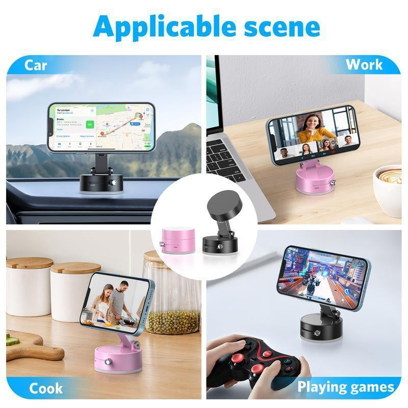 Mobile Phone Holder 360° Adjustable Vacuum Magnetic Suction Cup Phone Mount, Hands-Free Magnetic Cell Phone Holder for Car/Gym/Mirror/Smoot Magnetic Rotating Foldable Phone Stand Magnetic Phone Holder