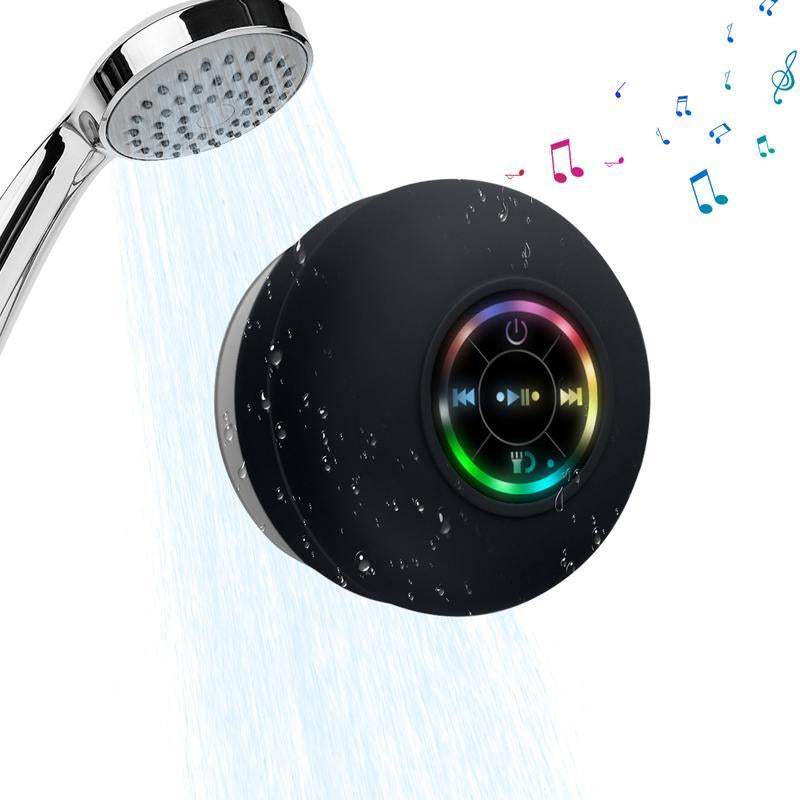 Waterproof Speaker, Portable Suction Cup Speaker with LED Light, Rechargeable Bluetooth-Compatible Speaker for Home, Bathroom, Outdoor