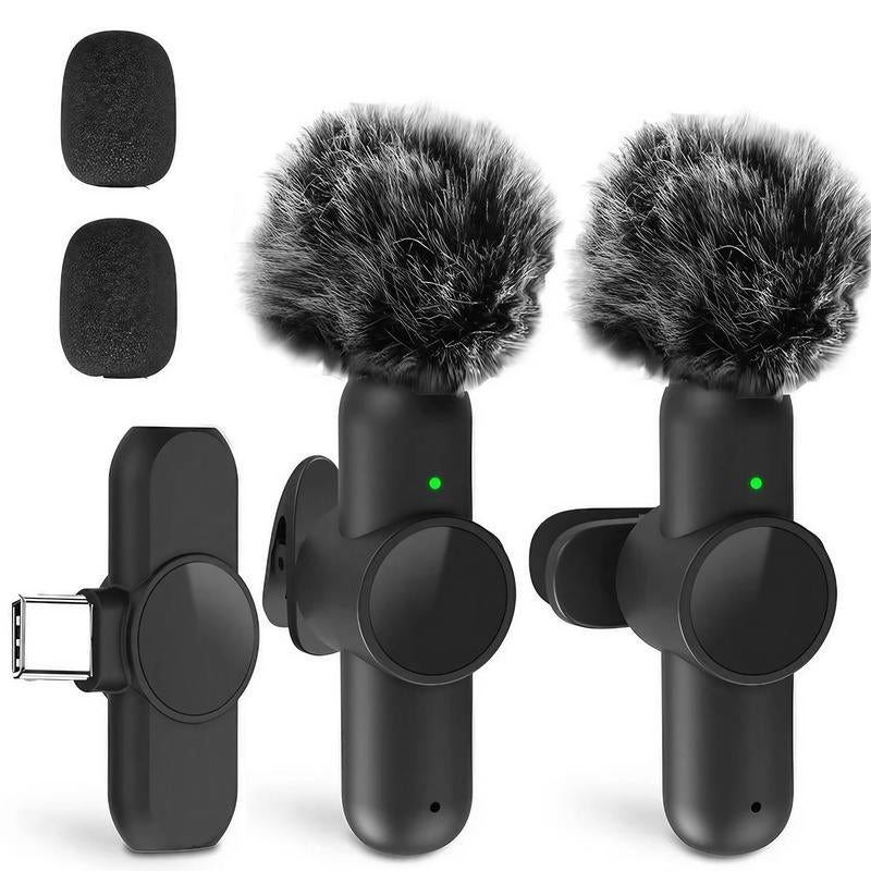 Wireless Lavalier Microphone, USB Rechargeable Portable Mini Microphone, Professional Wireless Microphone for Video Recording, Interview, Live Streaming