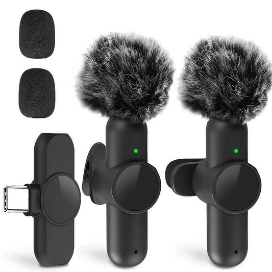 Wireless Lavalier Microphone, USB Rechargeable Portable Mini Microphone, Professional Wireless Microphone for Video Recording, Interview, Live Streaming