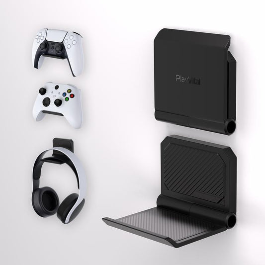 Playvital 2 Set FOLD Controller Wall Mount for PS5 & PS4 & Xbox Series X/S & Nintendo Switch Pro & Nintendo Switch Pro 2 & Xbox Wireless Headset & Pulse 3D Headset - Black