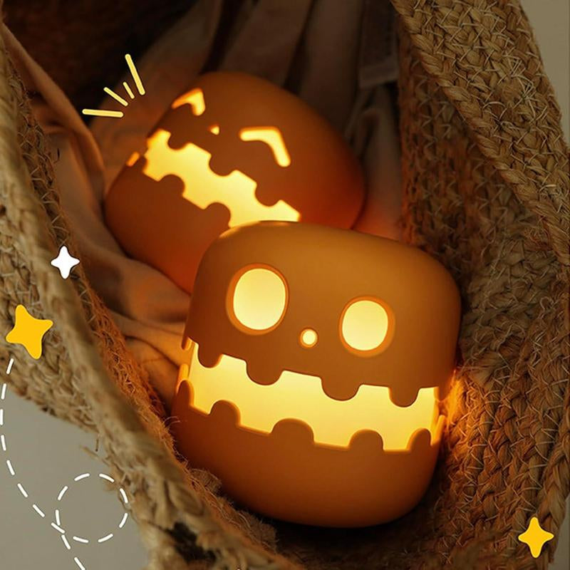 USB Rechargeable Pumpkin Night Light, Pumpkin Decor, 1 Count Creative Pumpkin Design Night Light Bedroom Decor with Timer & Dimmable, 2 Styles, Decorative LED Lamp for Bedroom, Halloween Night Light,Christmas Decoration