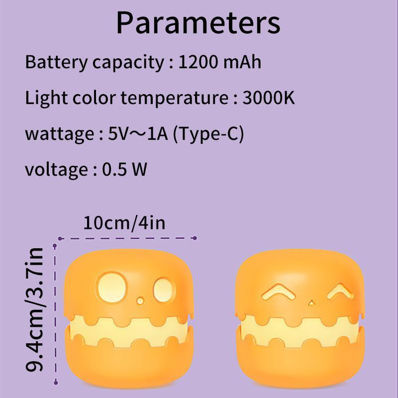 USB Rechargeable Pumpkin Night Light, Pumpkin Decor, 1 Count Creative Pumpkin Design Night Light Bedroom Decor with Timer & Dimmable, 2 Styles, Decorative LED Lamp for Bedroom, Halloween Night Light,Christmas Decoration