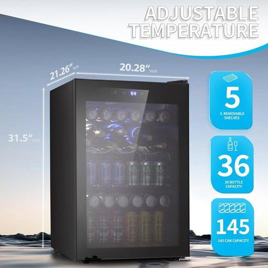 Antarctic Star 37 Bottle Wine Cooler/145 Can Beverage Refrigerator - Mini Fridge