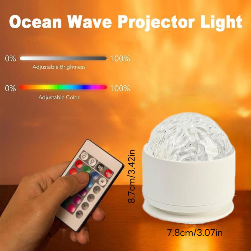 Ocean Wave Projector Light with 16 Colors Remote Control 3D Water Ripple Effect Dual Immersive Effects Whisper-Quiet Operation Perfect Gift for Couples & Kids