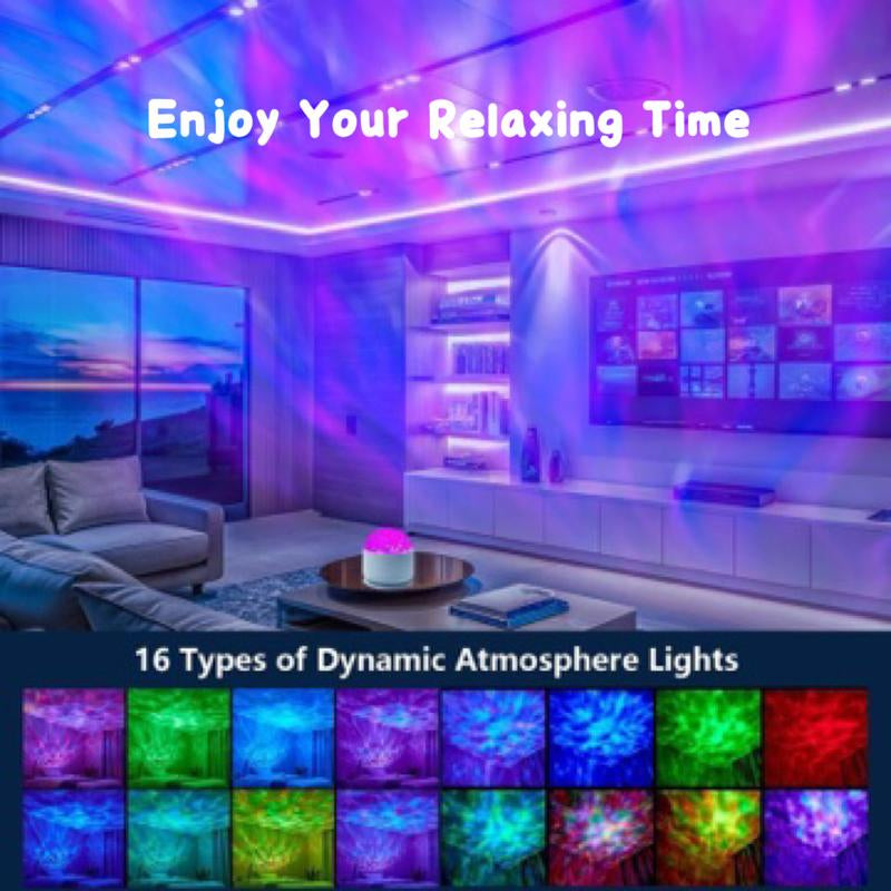 Ocean Wave Projector Light with 16 Colors Remote Control 3D Water Ripple Effect Dual Immersive Effects Whisper-Quiet Operation Perfect Gift for Couples & Kids