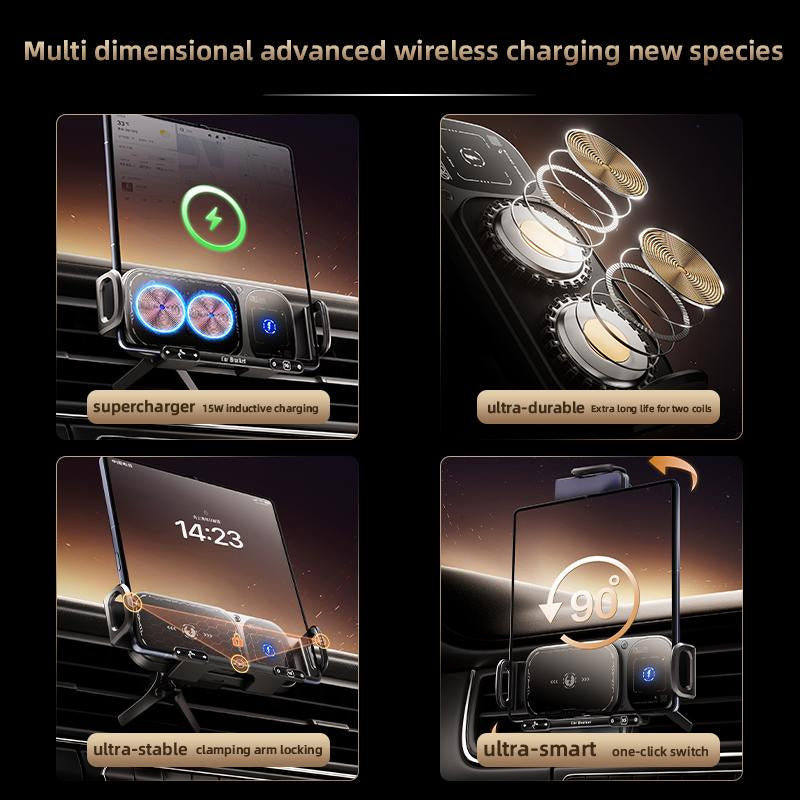 Wireless Car Charger, Auto Clamp Car Charger, Phone Charging Phone Holder Car Gadgets for Iphone Samsung Galaxy Series Android, Smartphone Mount, Car Accessory Items, Multifunctional Charger, Suitable for 6-7.2-Inch Mobile Phones,Under 18Cm Tablets